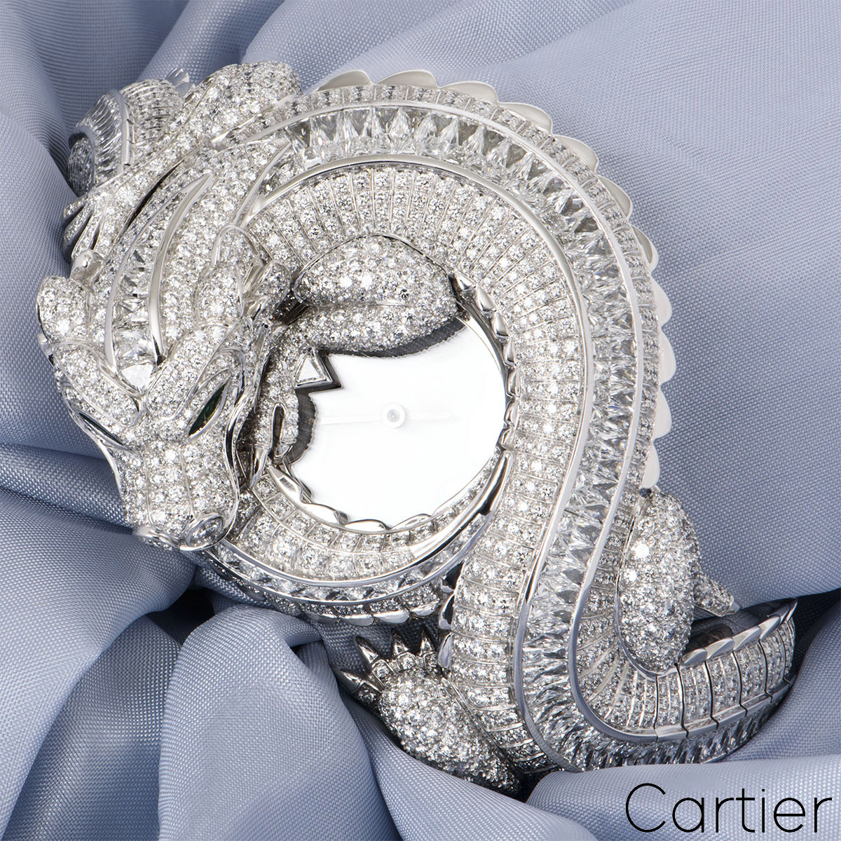 Cartier White Gold Diamond Mystery Watch Rich Diamonds